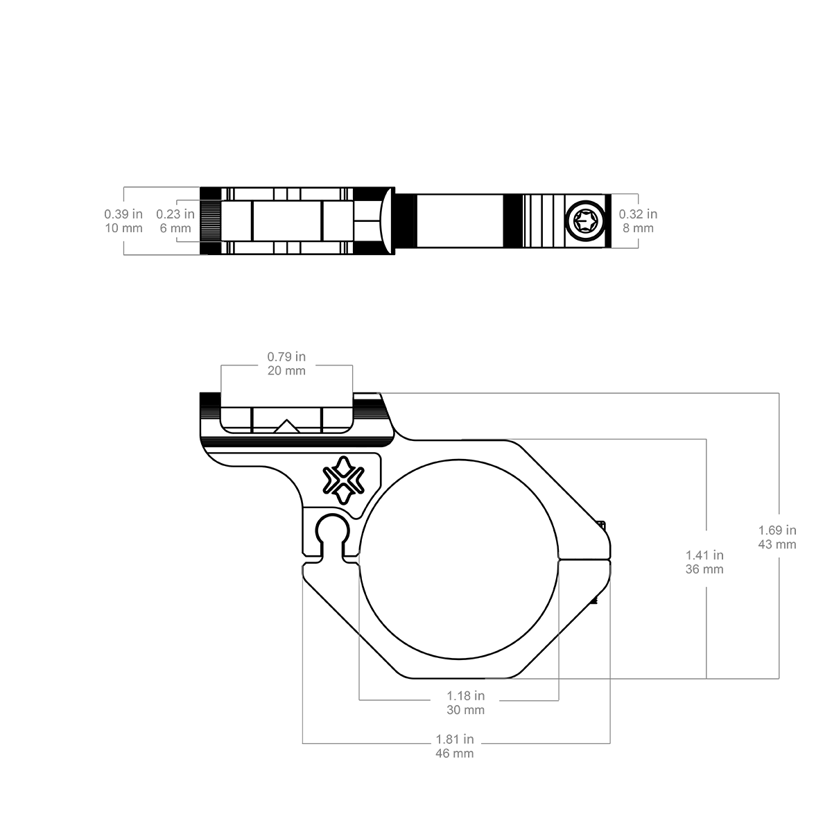 30 mm nihutatav vesilood püssi optilisele sihikule