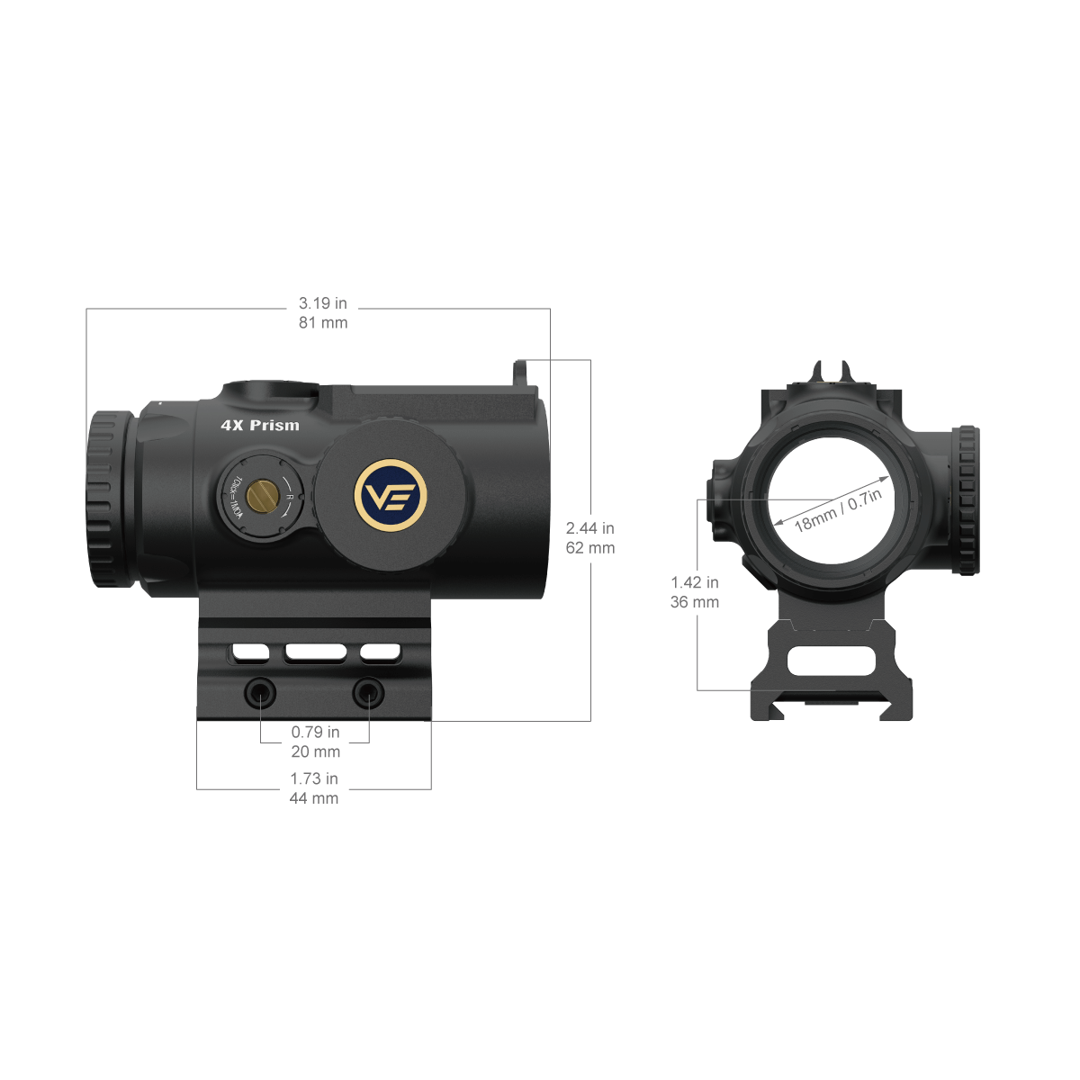 Vector Optics Paragon 4x24 ultra kompaktne prismakaliibriga optika Vector Optics