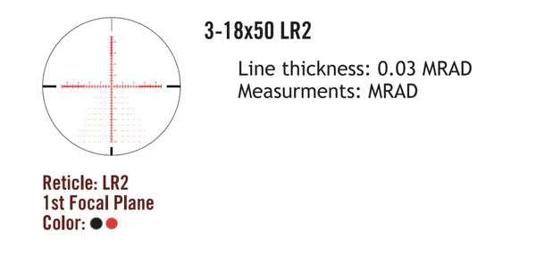 Sightmark Presidio 3-18x50 LR2 FFP vintpüssi sihik