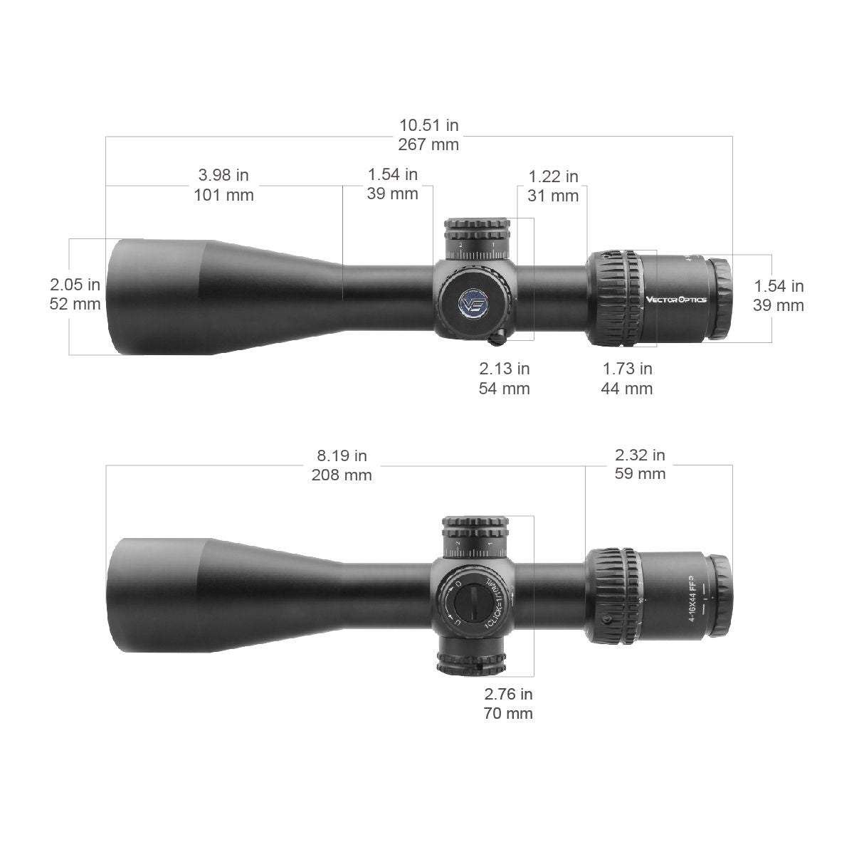 Vector Optics Veyron 4-16x44 FFP sihik Vector Optics