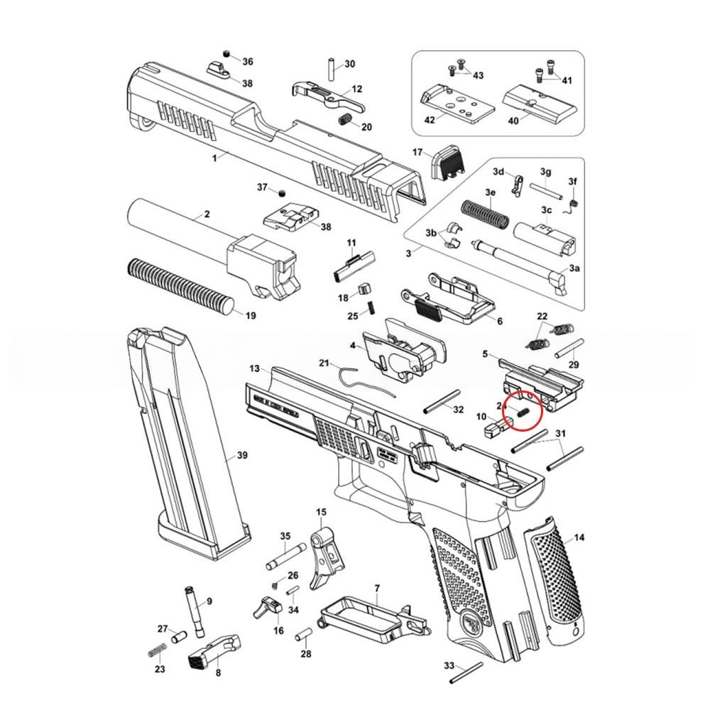 CZ P-10 päästikuhoova lahutaja vedru