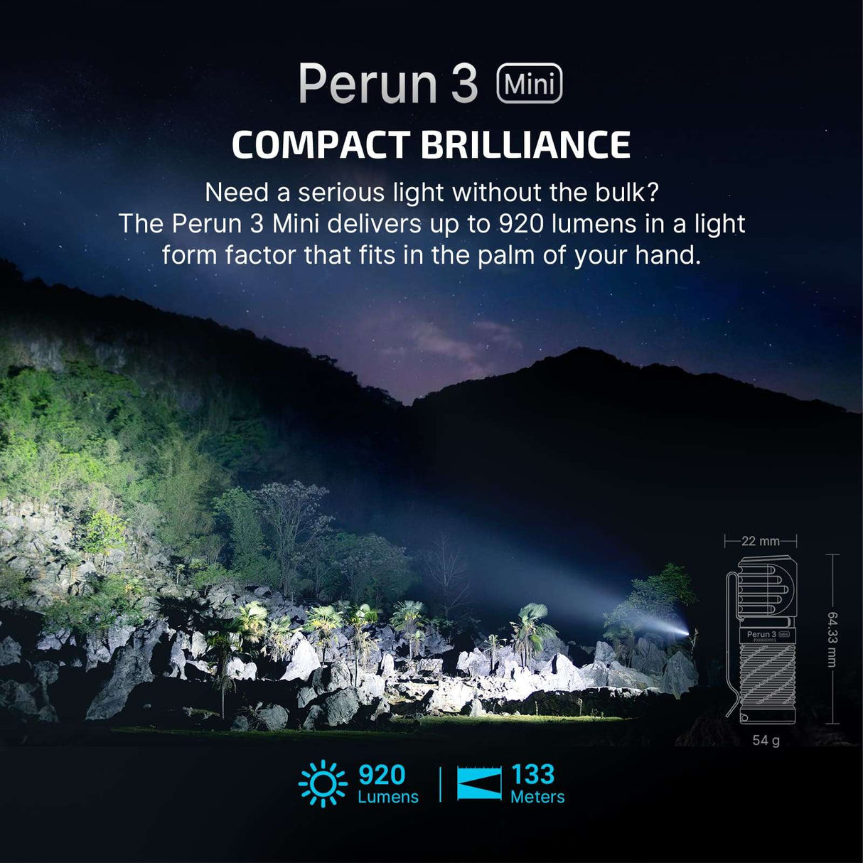 Olight Perun 3 Mini | laetav pealamp | 1.250 lm